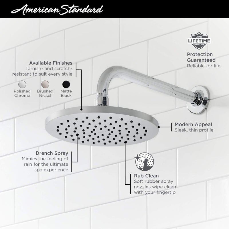 American Standard 1660527.243 StudioÂ® S 8-Inch 2.5 gpm/9.5 L/min Rain Showerhead, Matte Black - Image 2